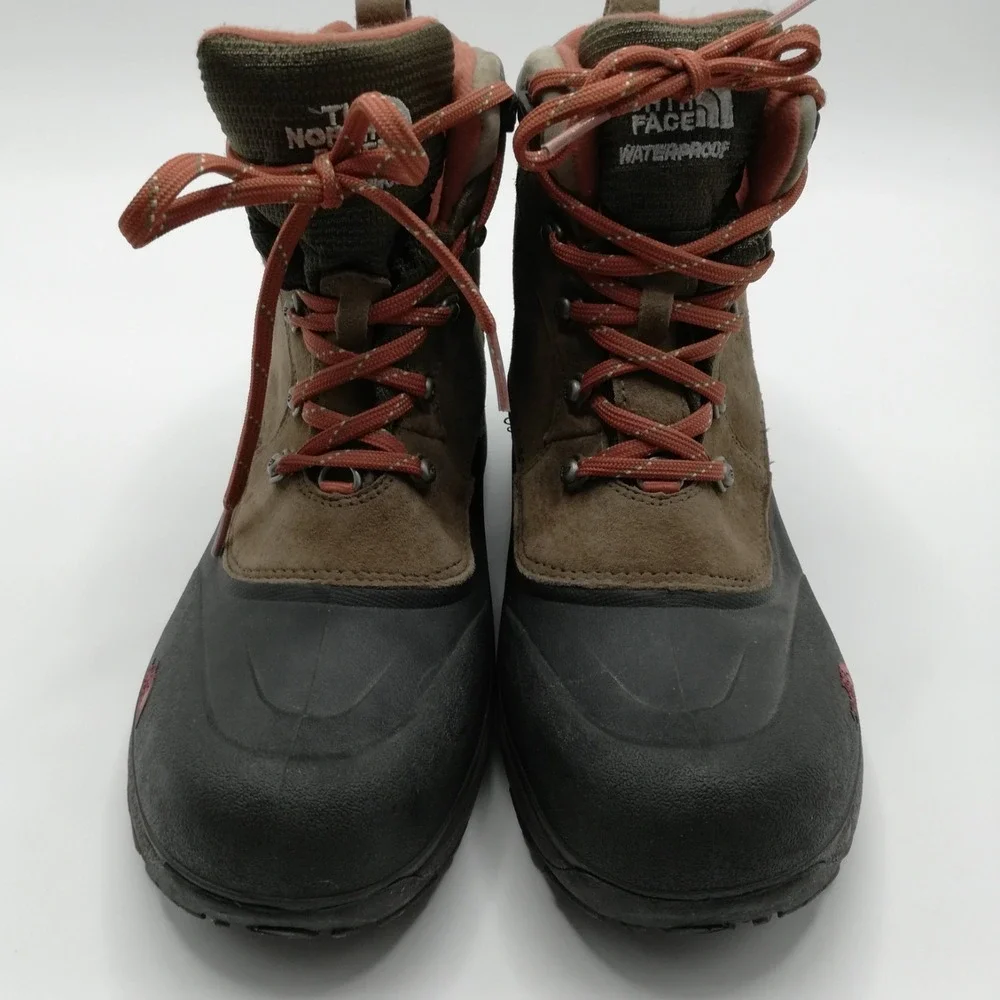 The North Face Boots Youth Boys Chilkat II‎ Snow Waterproof Tan Suede Orange 7